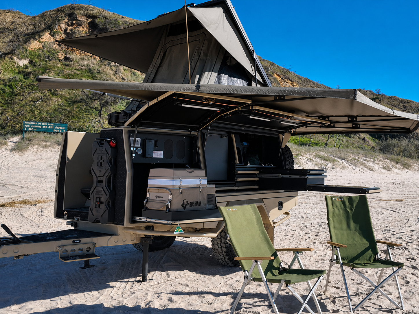 COSMOS camper set up on the beach